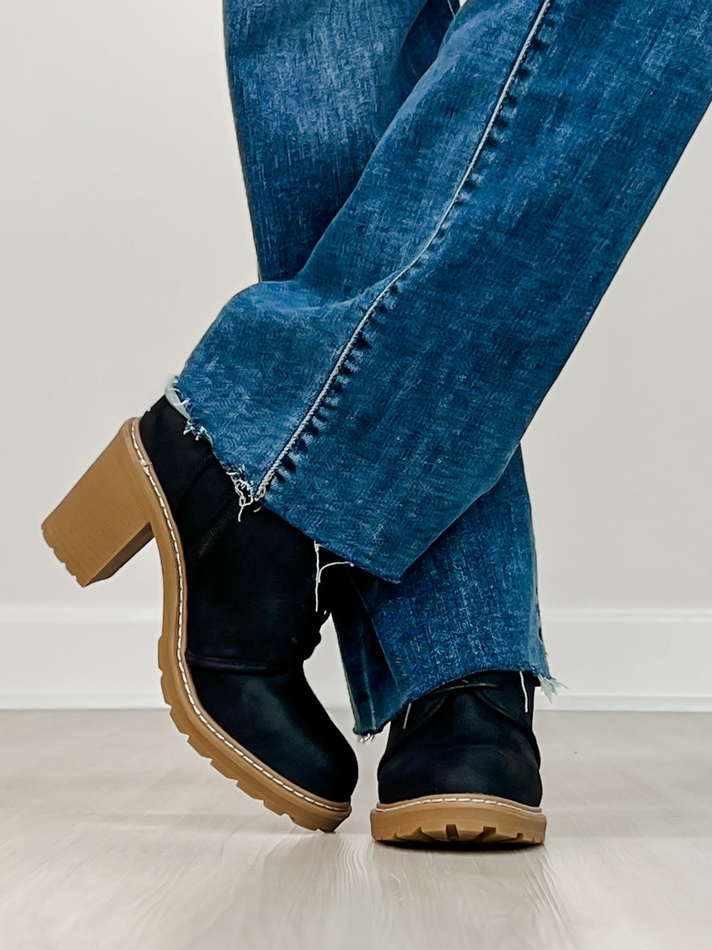 Corkys Broomstick Lace Up Booties in BLACK