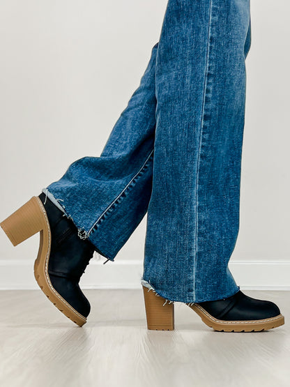 Corkys Broomstick Lace Up Booties in BLACK
