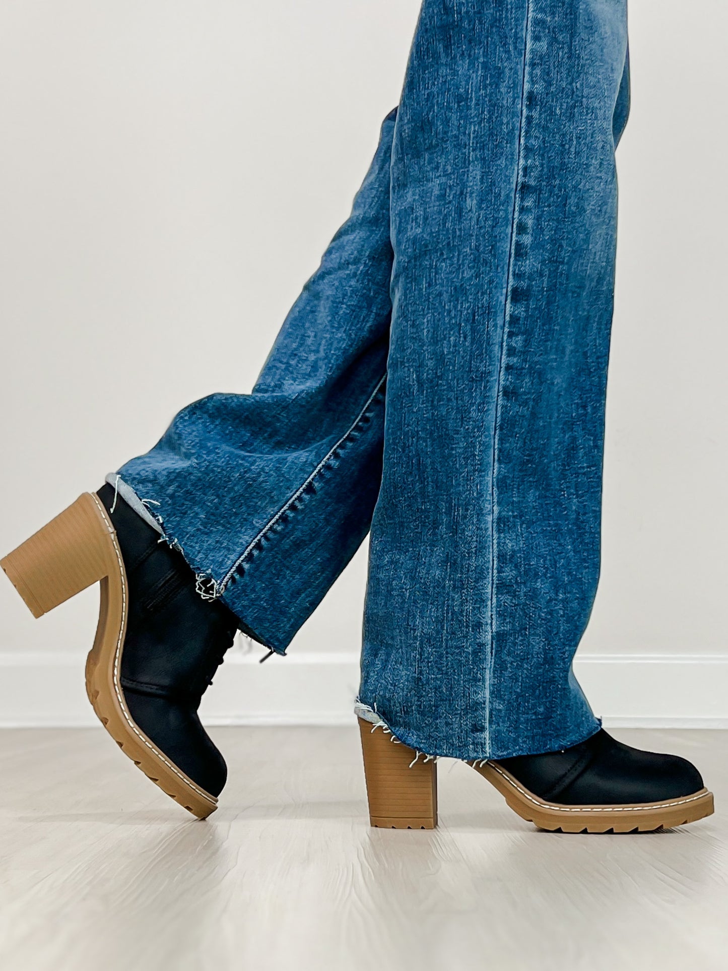 Corkys Broomstick Lace Up Booties in BLACK