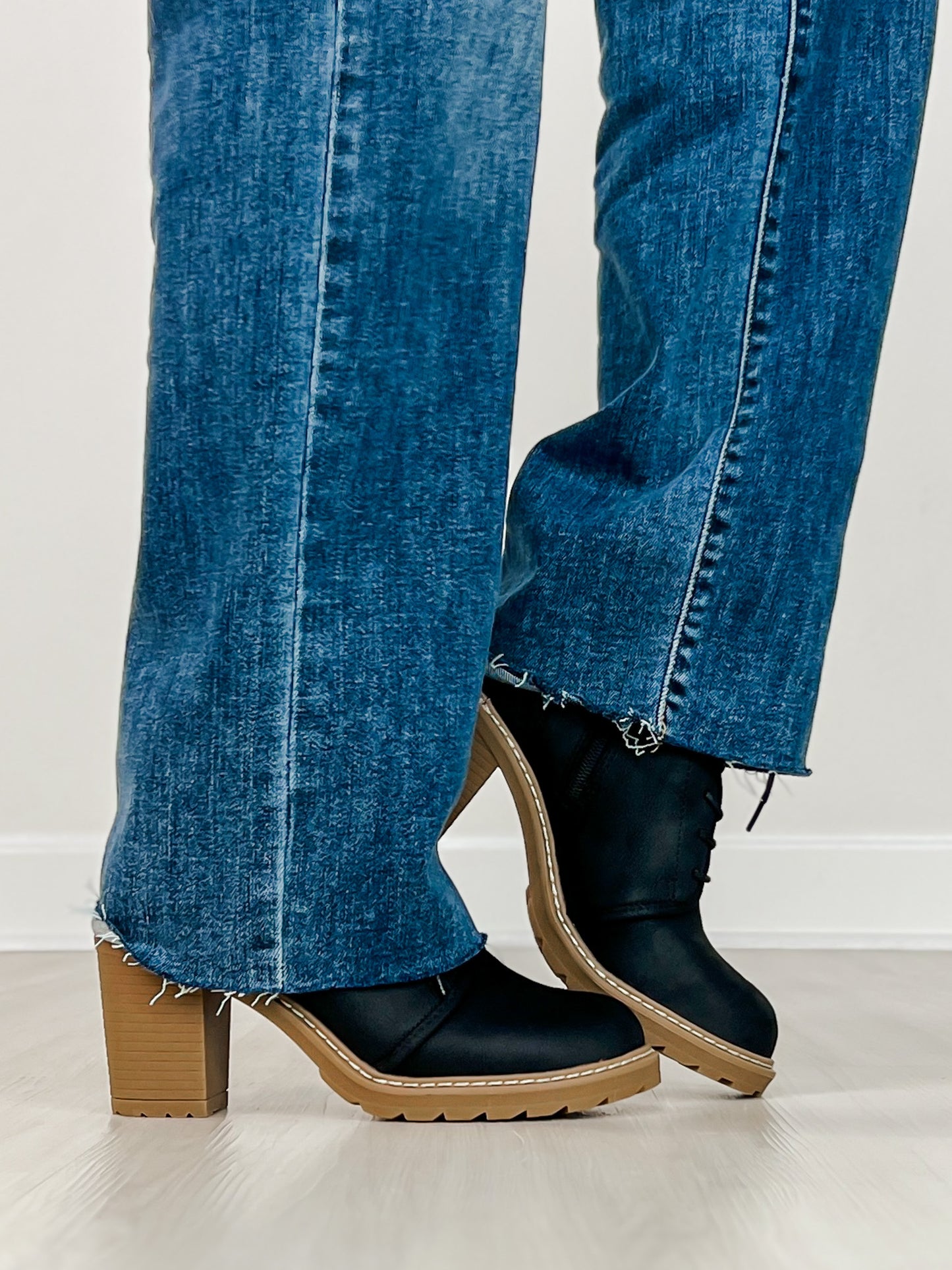 Corkys Broomstick Lace Up Booties in BLACK