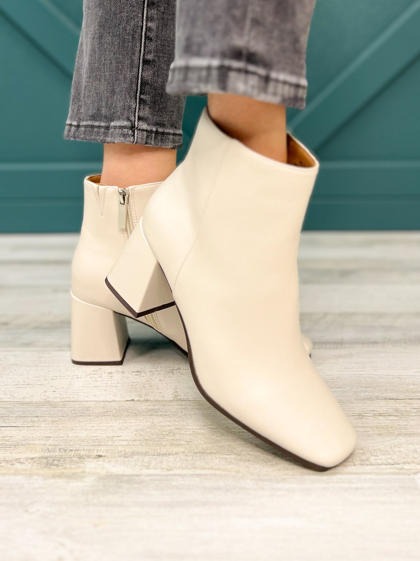 Corkys Felicia Block Heel Boots in Ivory