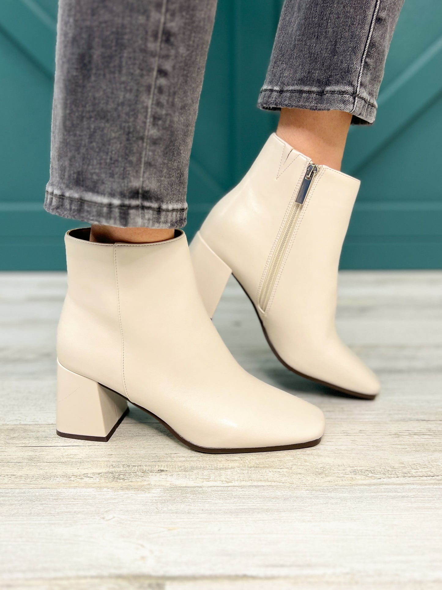 Corkys Felicia Block Heel Boots in Ivory