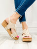 Corkys Refreshing Washed Gold Metallic Wedge Sandal