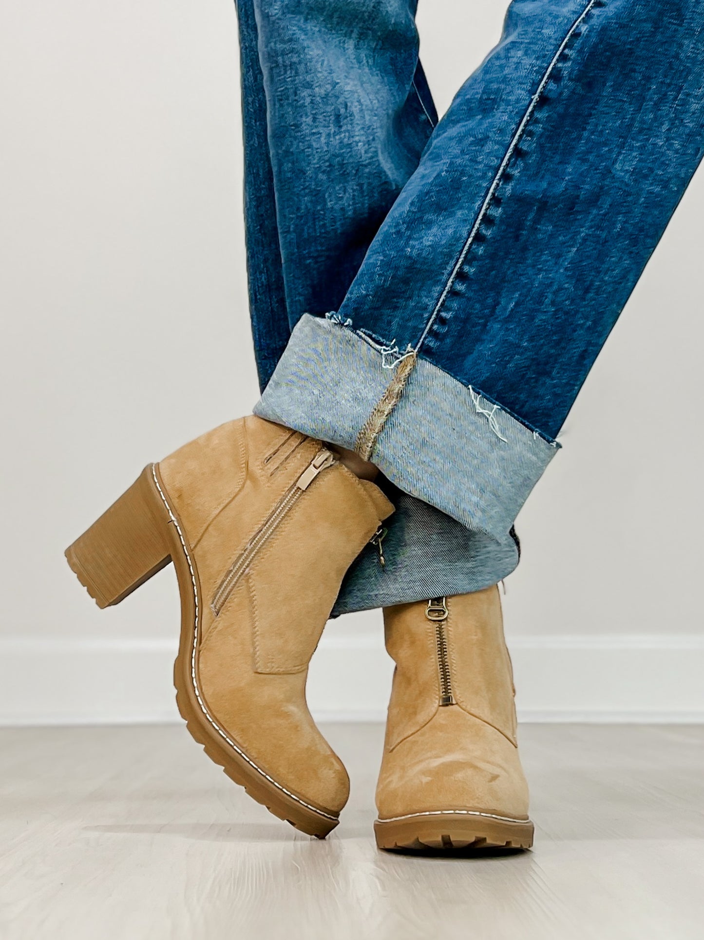 Corkys Graham Cracker Booties in SAND FAUX SUEDE