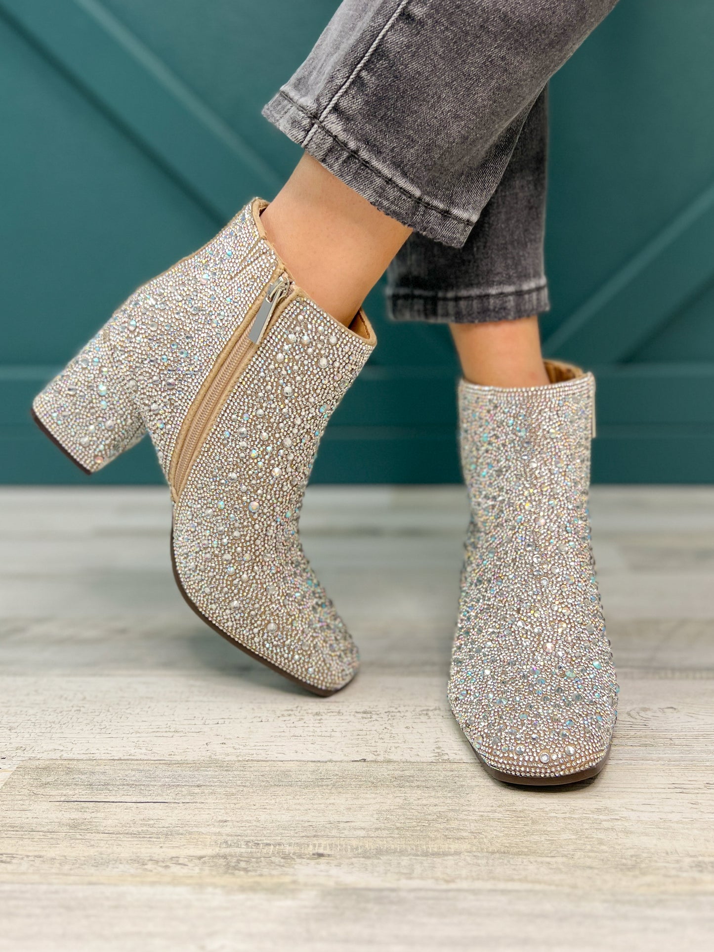 Corkys LIT Short Booties in Clear Rhinestone