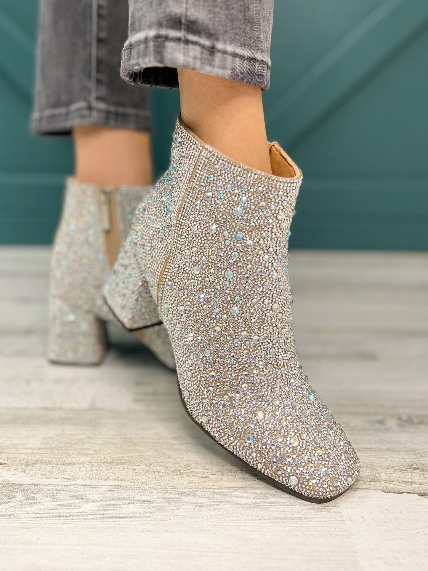 Corkys LIT Short Booties in Clear Rhinestone