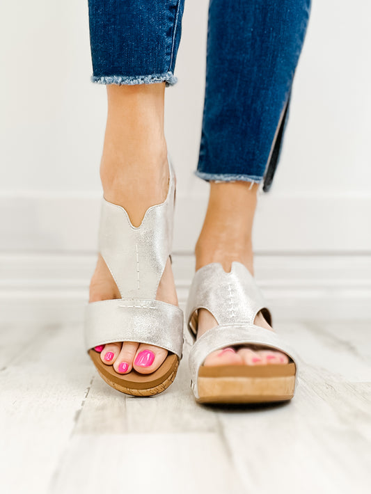 Corkys Refreshing White Metallic Wedge Sandal