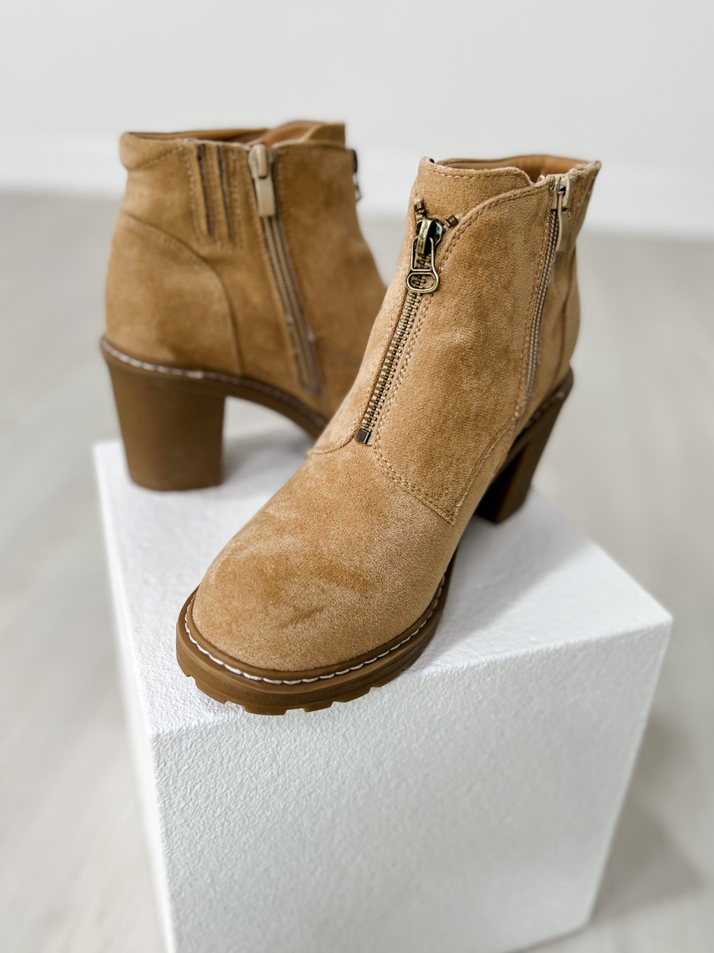 Corkys Graham Cracker Booties in SAND FAUX SUEDE