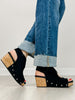 Corkys Frisky Wedge Sandals in BLACK FAUX SUEDE