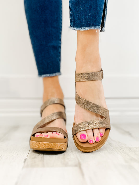 Corkys Keep It Casual Bronze Wedge Sandals