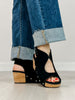 Corkys Frisky Wedge Sandals in BLACK FAUX SUEDE