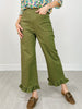 Stretch Front Pocket Ruffle Hem Twill Pants
