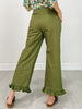Stretch Front Pocket Ruffle Hem Twill Pants