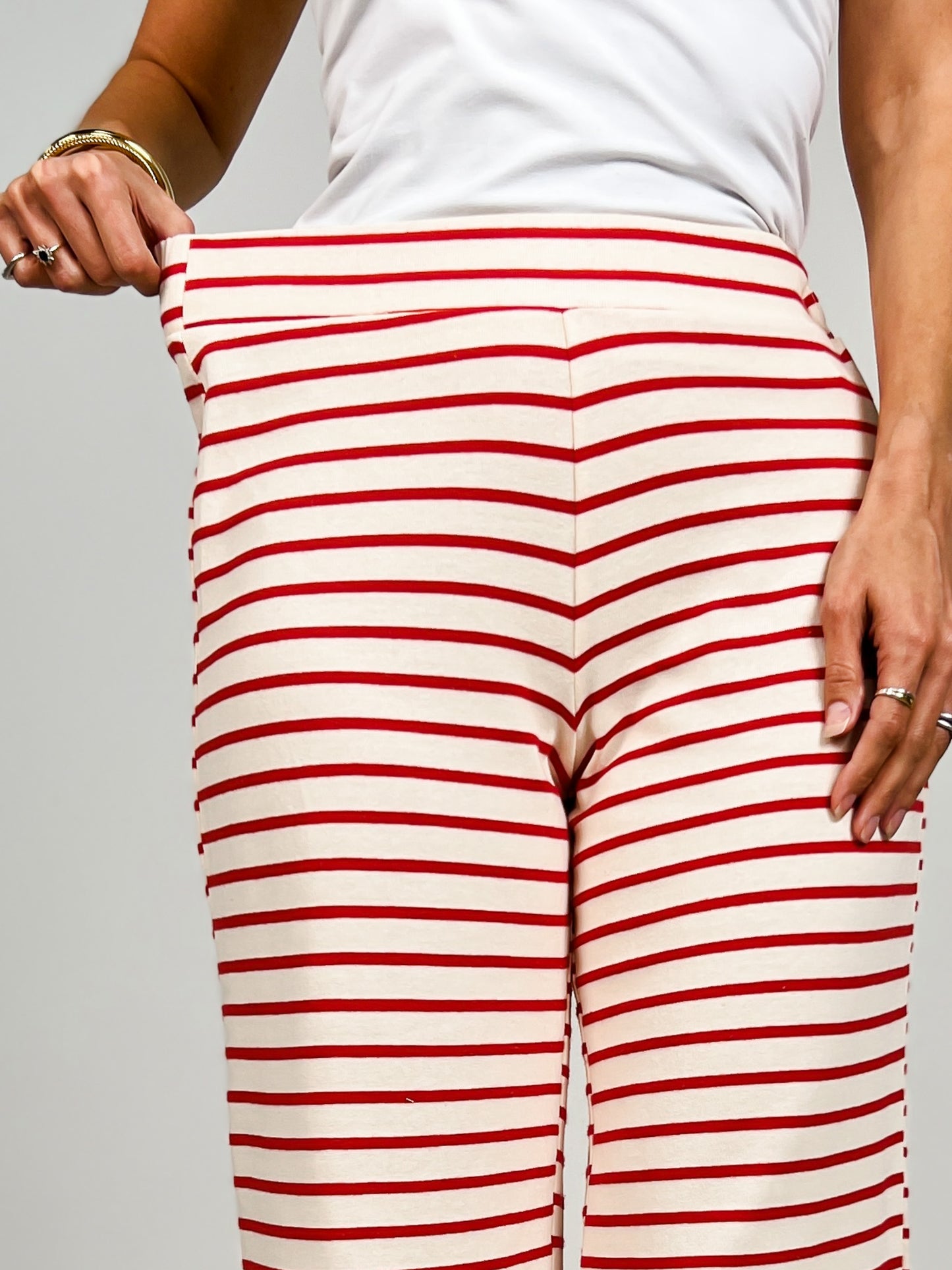 Stripe Pattern Wide Leg Knit Lounge Pants