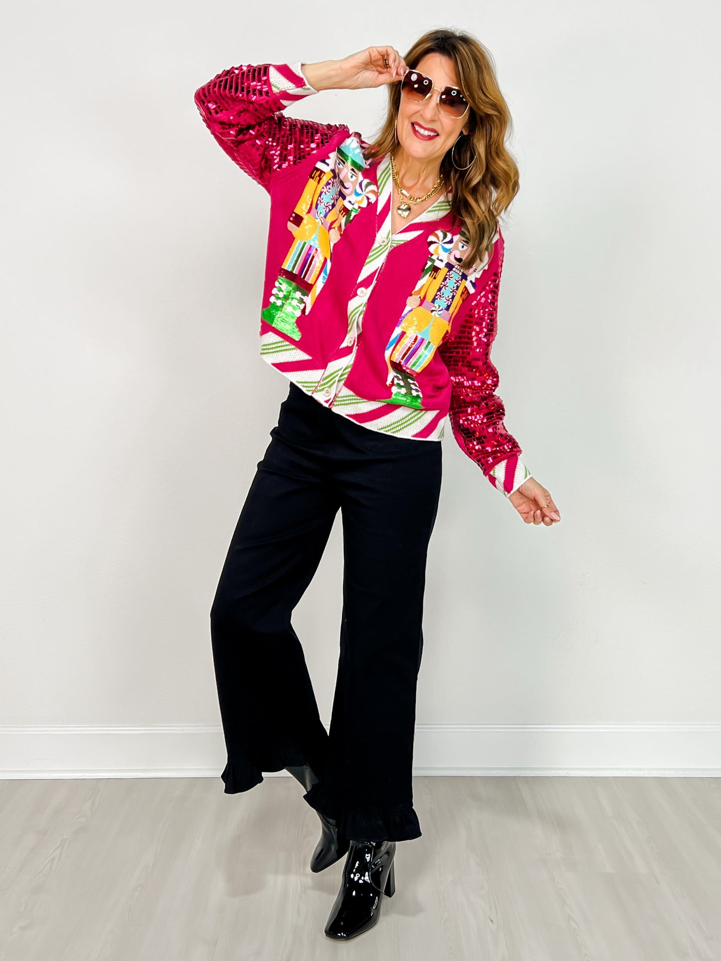 Shard Sequin Sleeve Nutcracker Cardigan