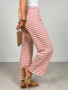Stripe Pattern Wide Leg Knit Lounge Pants