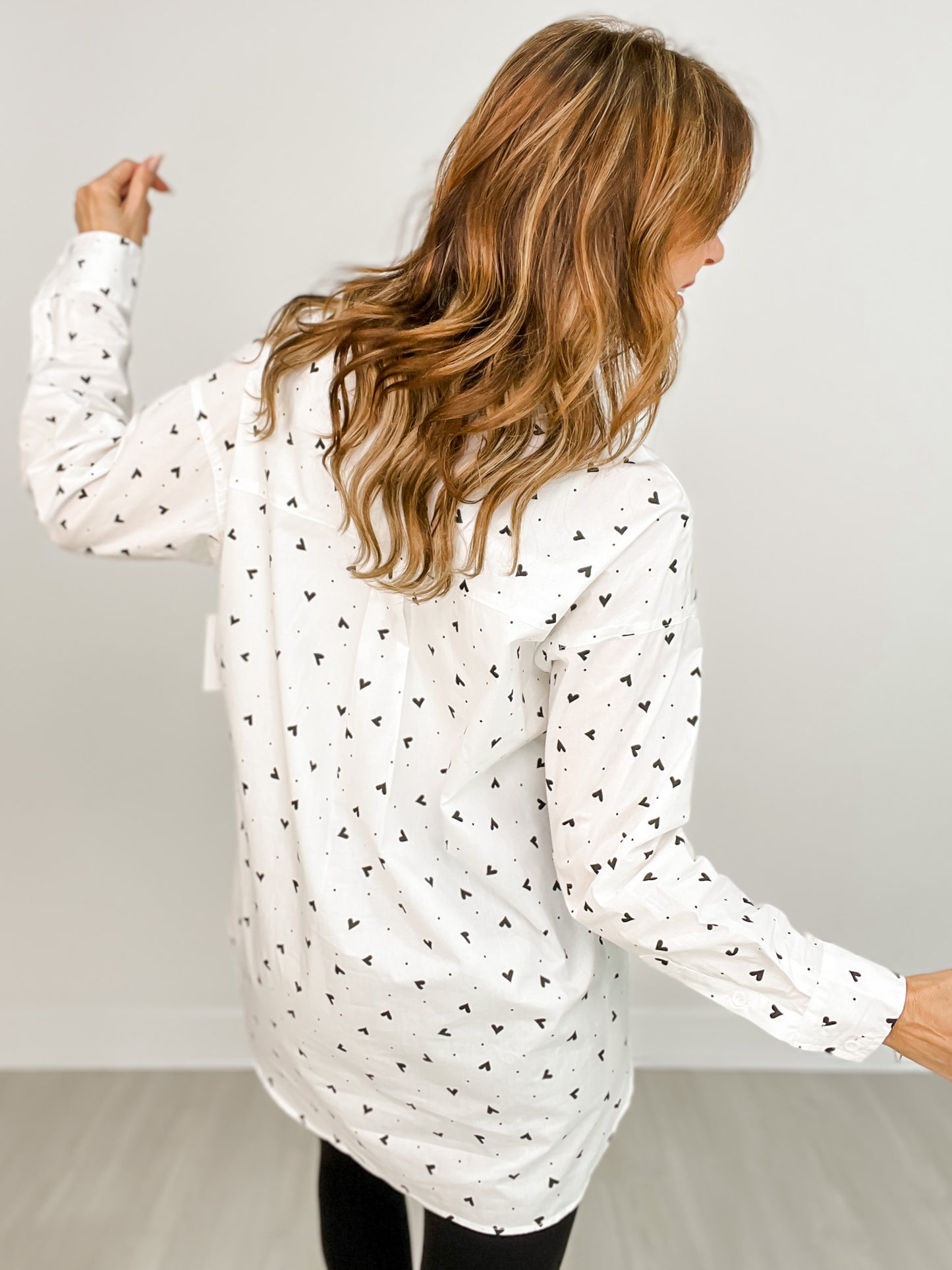 Long Sleeve Button Down Polka Dot Knit Top