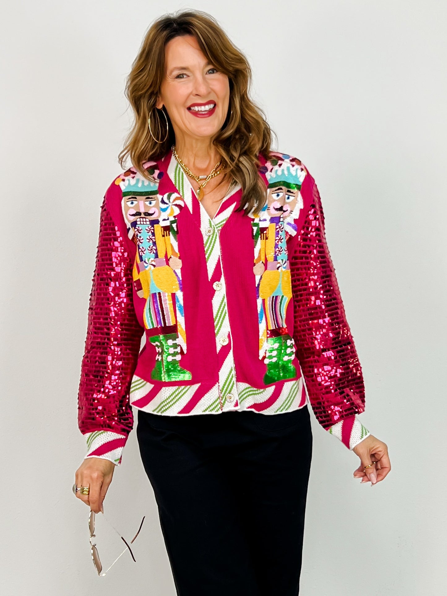 Shard Sequin Sleeve Nutcracker Cardigan