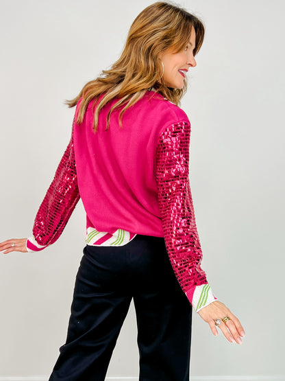 Shard Sequin Sleeve Nutcracker Cardigan