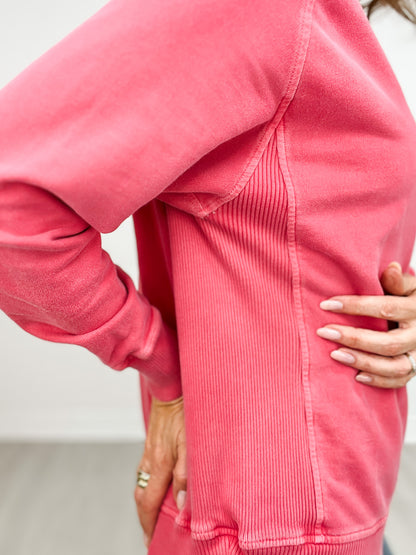 French Terry Pigment Dye Long Sleeve Pullover Top