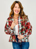 Queen of Sparkles Plaid Button Up Poinsettia Top