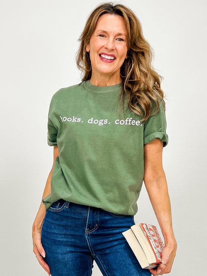 Books..Dogs..Coffee Graphic Tee