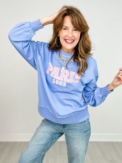 Paris 1983 Long Sleeve Solid Knit Pullover