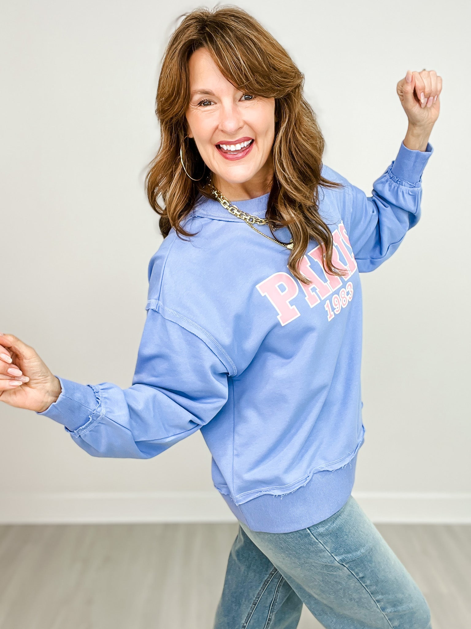 Paris 1983 Long Sleeve Solid Knit Pullover