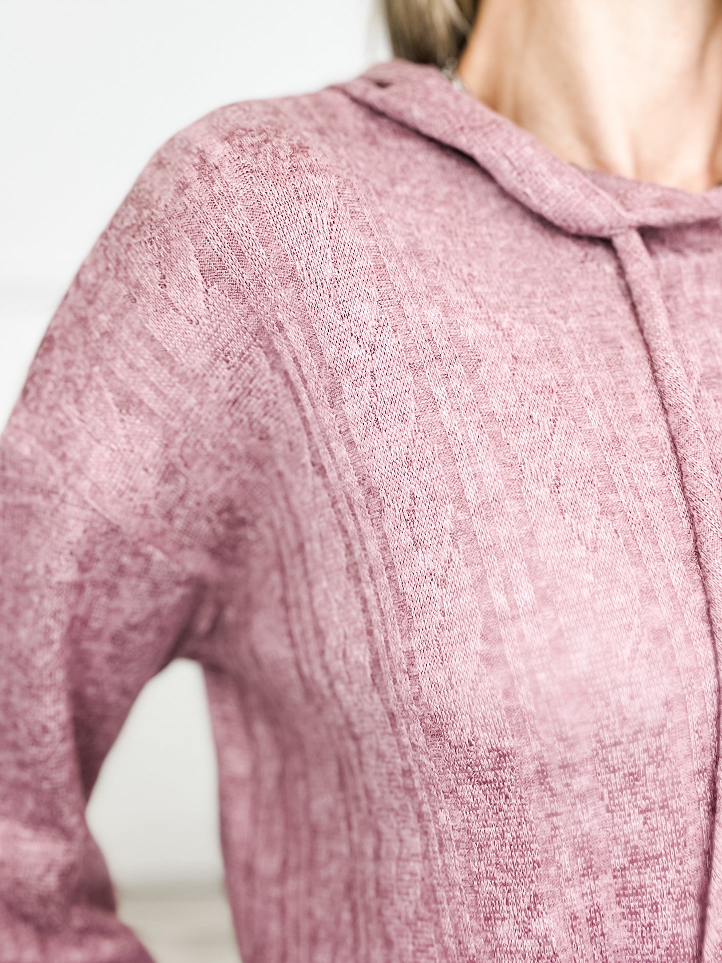 Cable Pattern Lightweight Hoodie Top