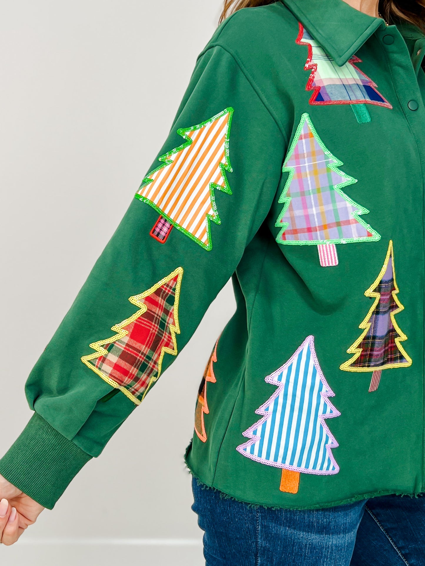 Queen of Sparkles Multi Plaid Christmas Tree Shacket