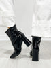 Beast Fashion KETSBY Patent Block Heel Ankle Boots in Black