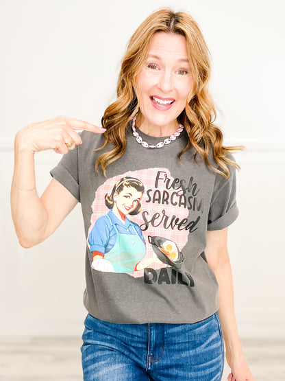 Sarcasm Served Daily Vintage Graphic Tee