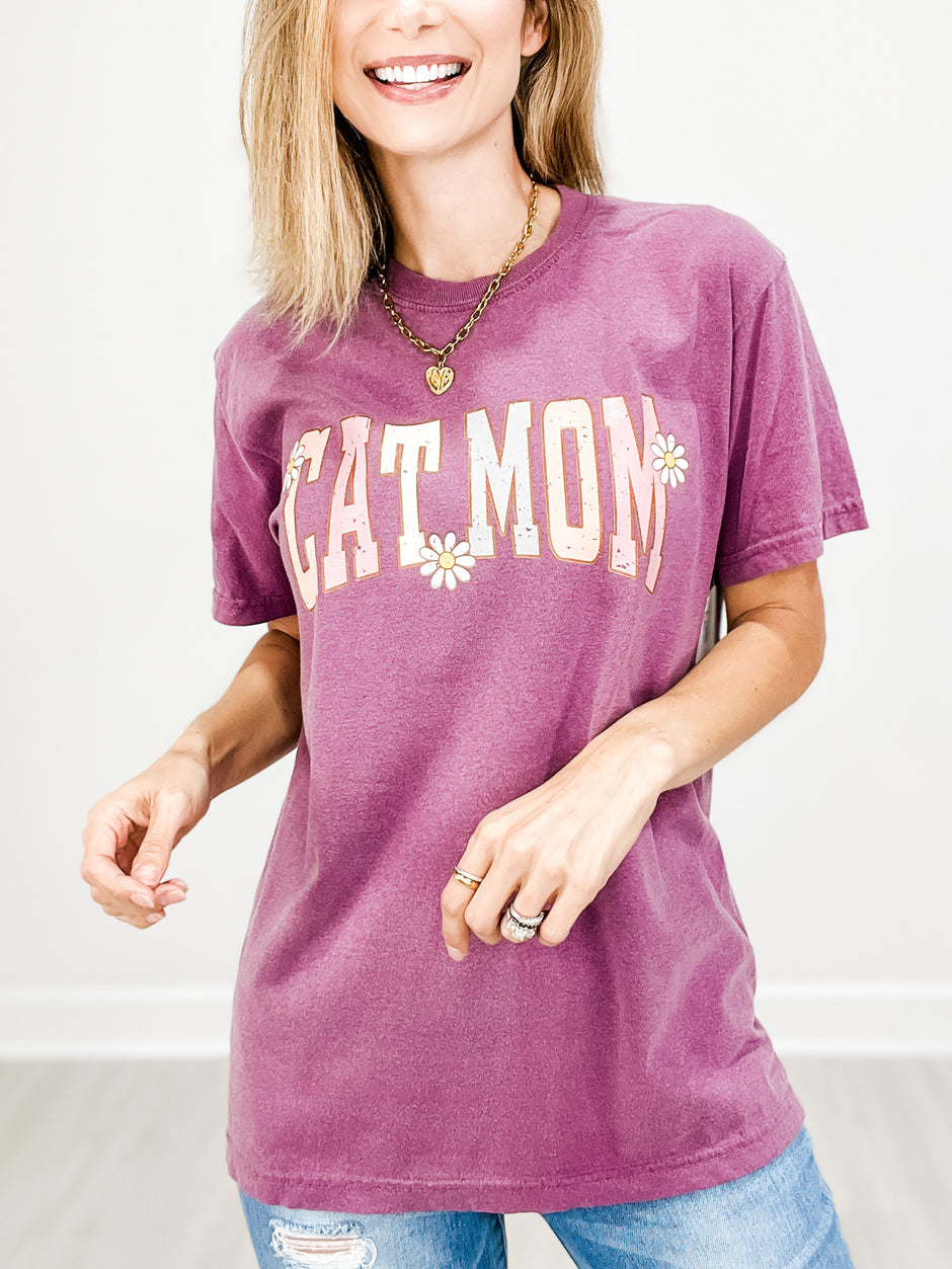 Floral Cat Mom Graphic Tee