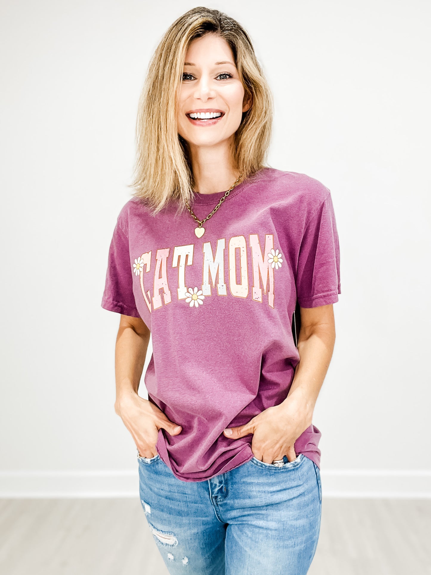 Floral Cat Mom Graphic Tee