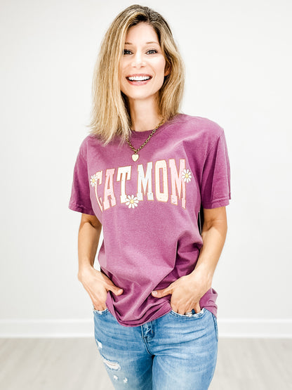 Floral Cat Mom Graphic Tee