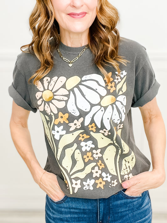 Boho Floral Gold Foil Graphic Tee