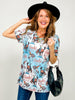 Western Howdy Print V Neck Top