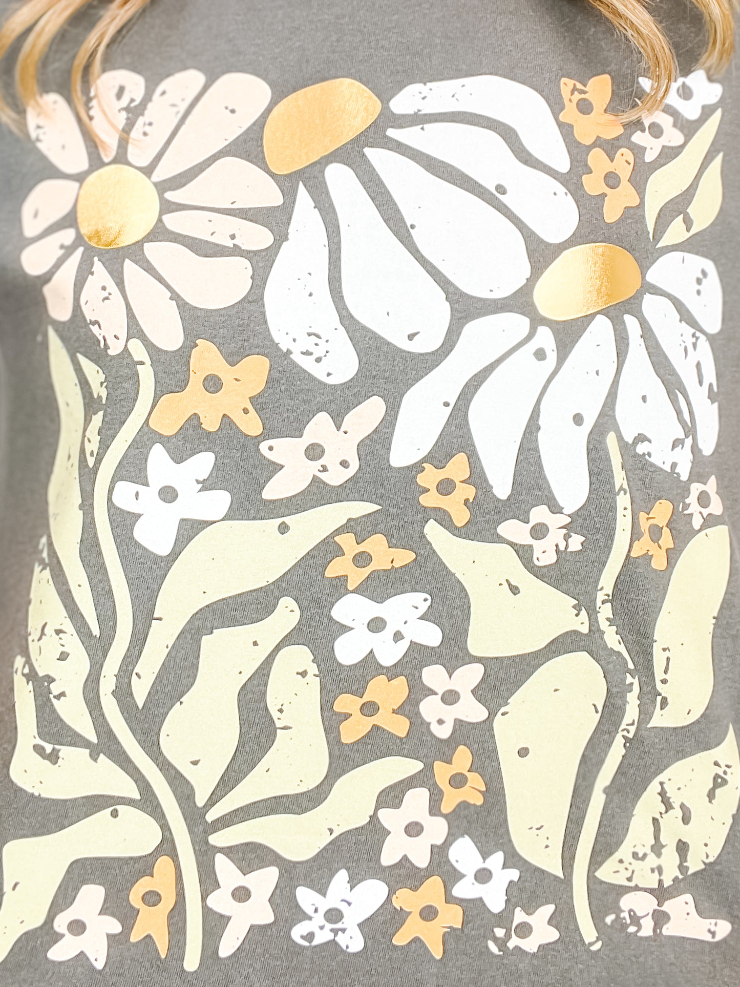 Boho Floral Gold Foil Graphic Tee