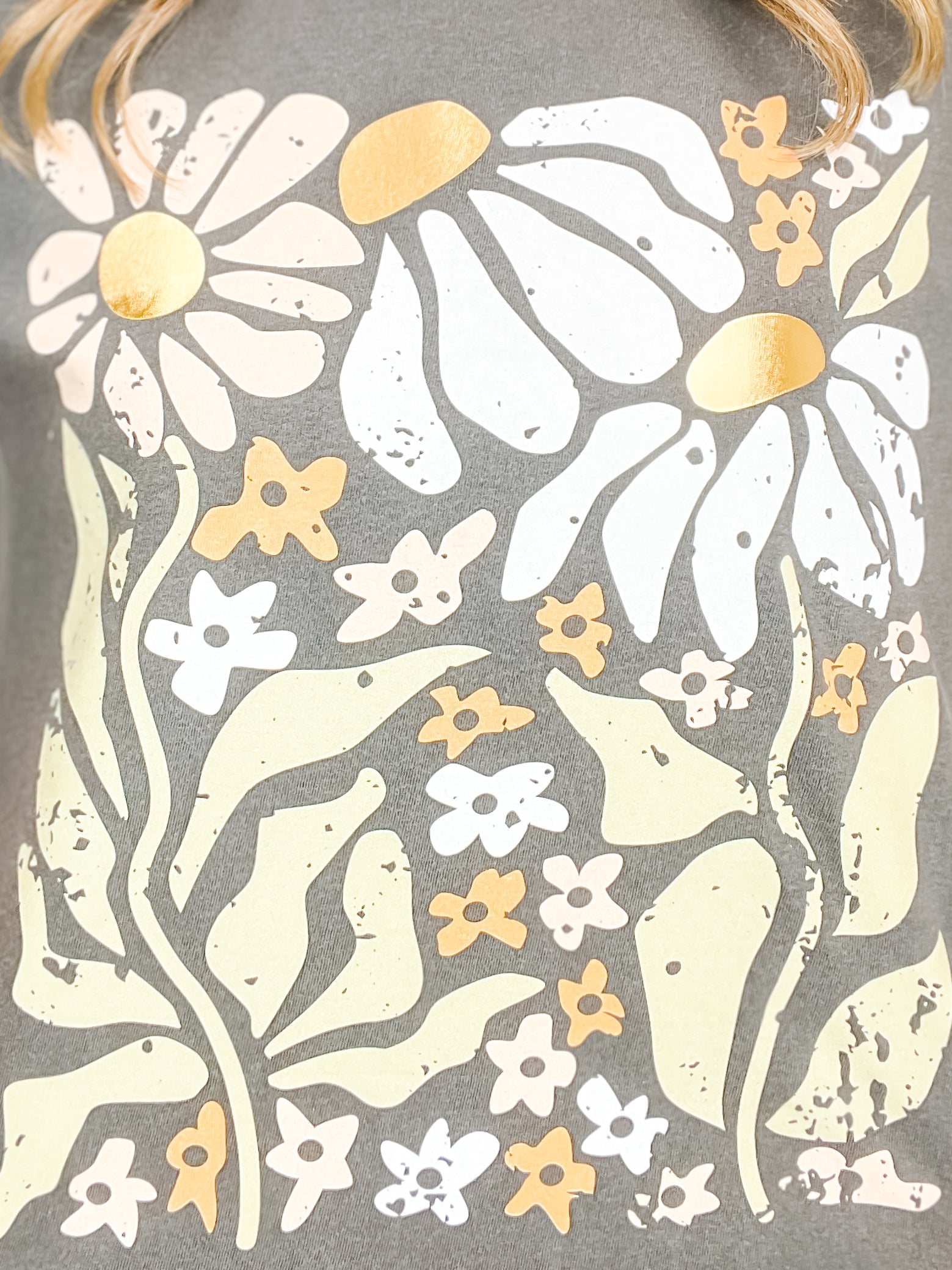 Boho Floral Gold Foil Graphic Tee