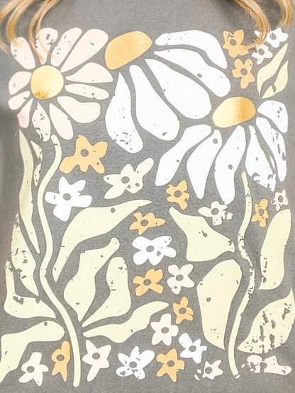 Boho Floral Gold Foil Graphic Tee