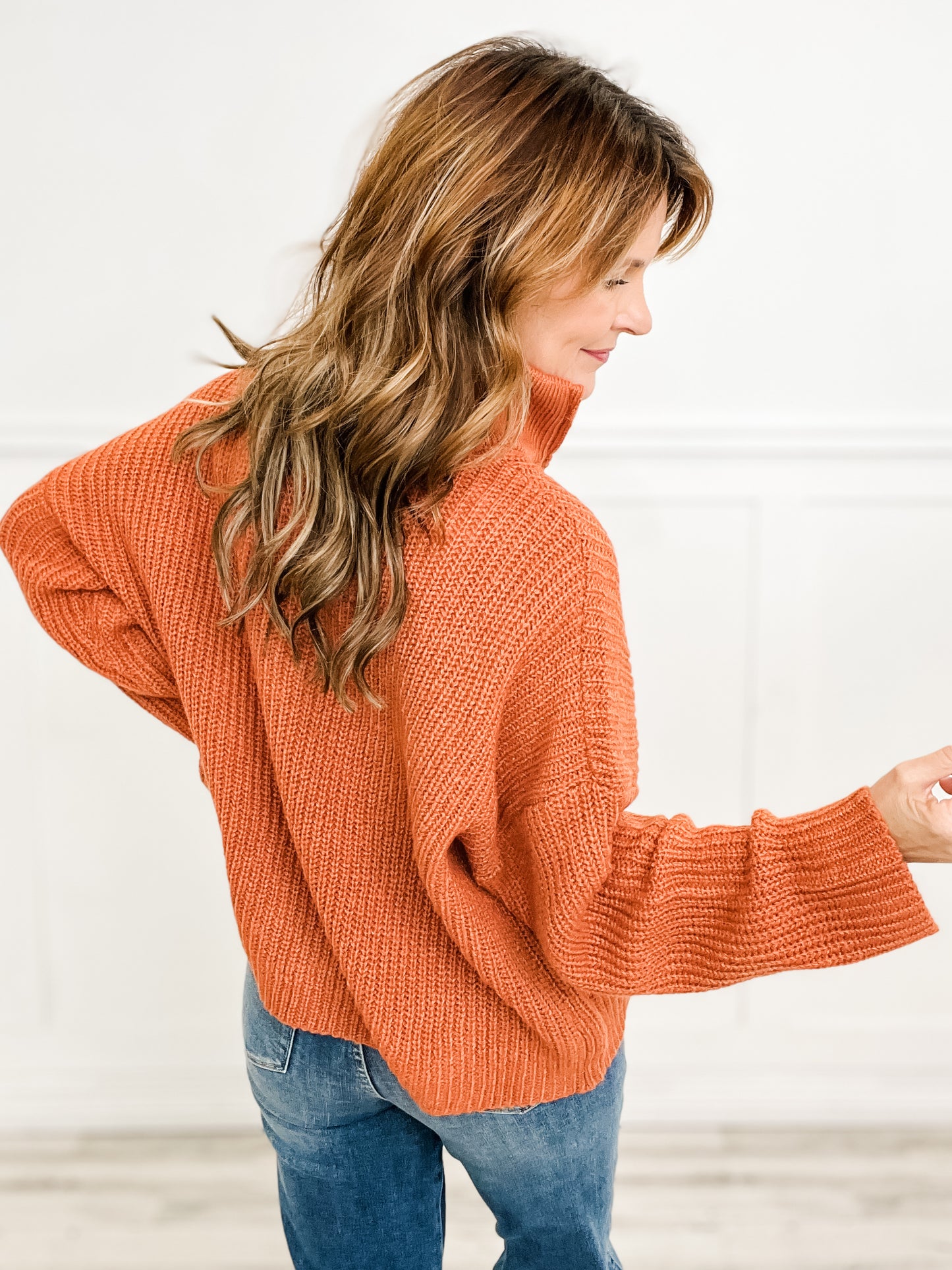 Long Sleeve Knit Sweater with Half Zipper