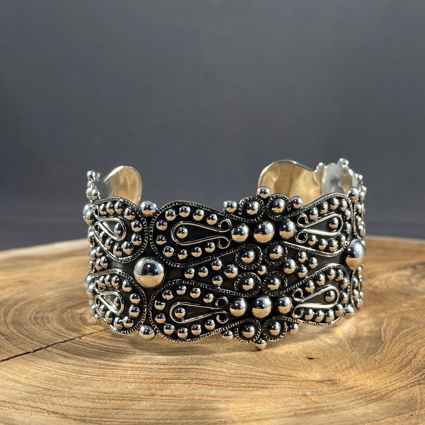 Wide Swirl Ball Cuff