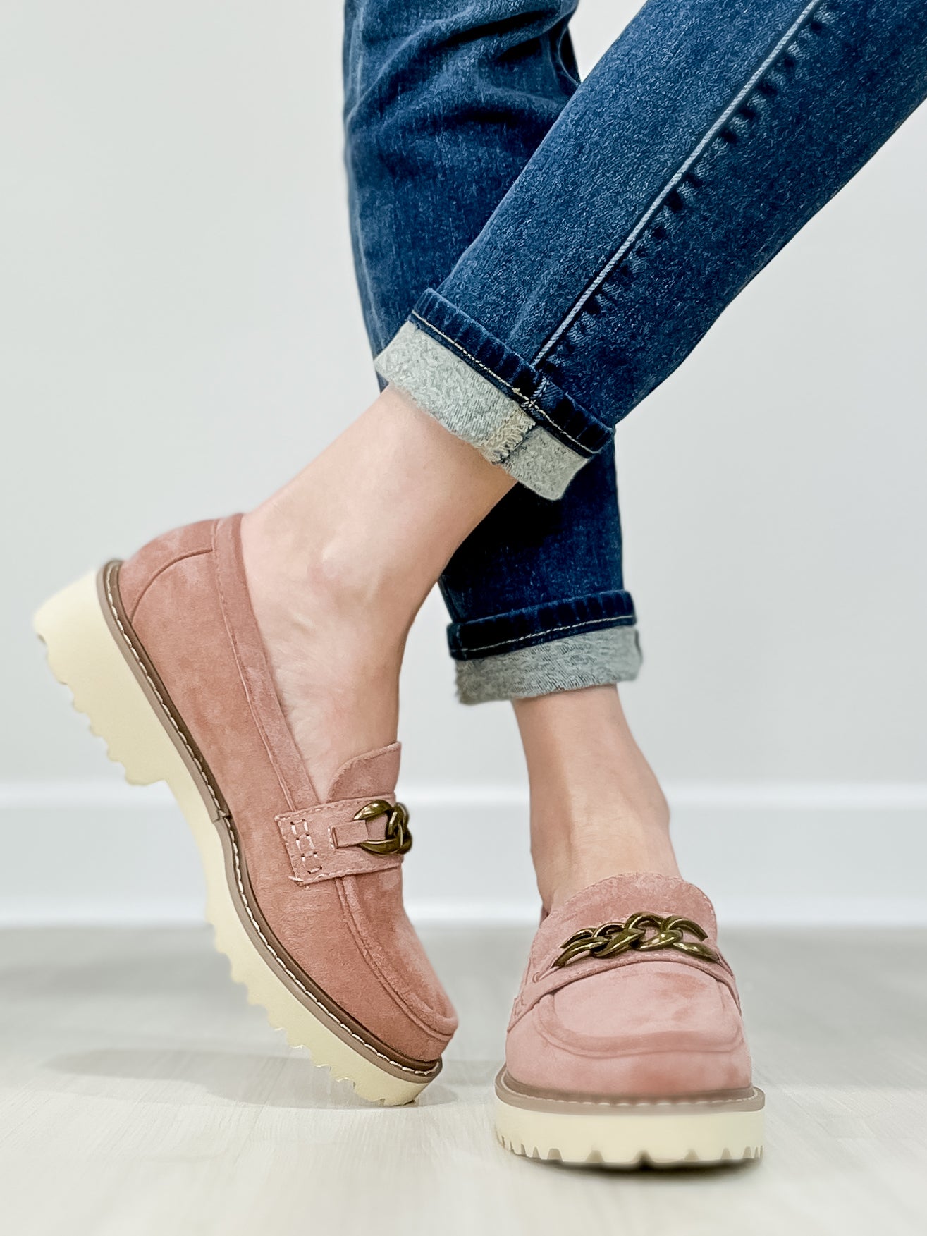 Corkys Literally Loafers in Blush Faux Suede