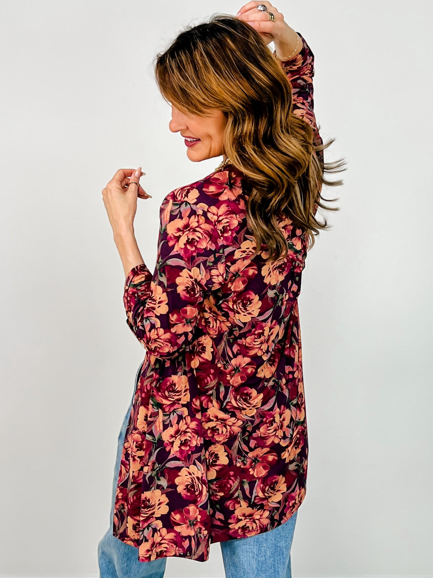 3/4" Sleeve Lizzy Classic Open Front Cardigan