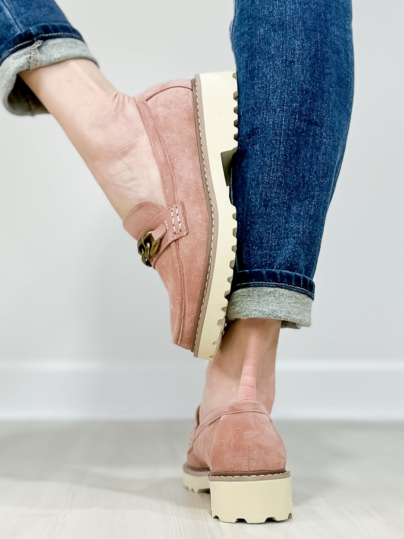 Corkys Literally Loafers in Blush Faux Suede