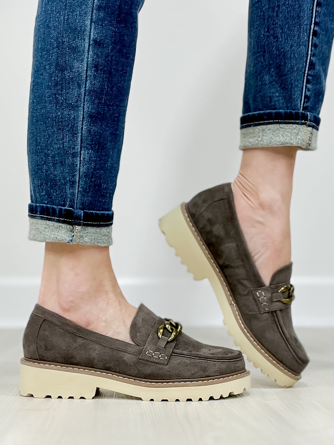 Corkys Literally Loafers in Light Grey Faux Suede