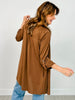 Solid Lizzy Open Front 3/4" Sleeve Cardigan in Chocolate