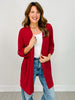 Solid Lizzy Open Front 3/4" Sleeve Cardigan in Jewel Red