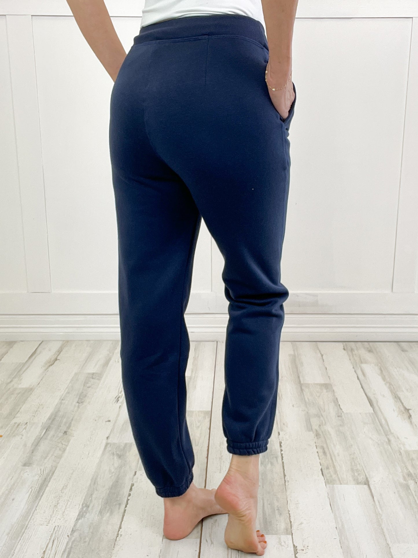 Cozy French Terry Ribbed Zip Up Front Sweatpants - SET C