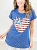 Urban Ribbed Short Sleeve Top with American Flag Heart Sequins Patch